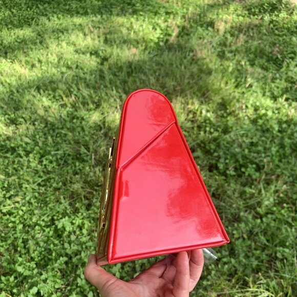 YSL Yves Saint Laurent Red Chevron Quilted Clutch Limited Edition - Picture 12 of 16